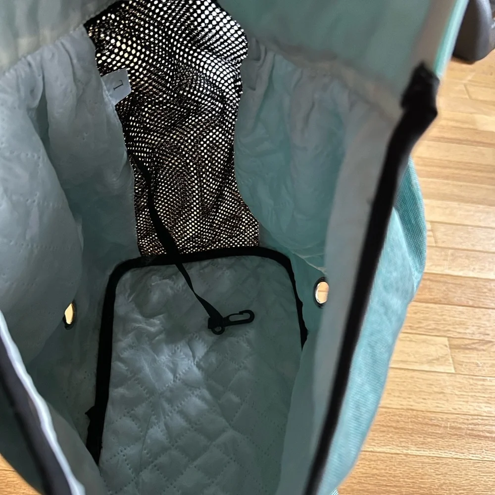 Teal Sling Dog Carrying Bag with Black and White Strap